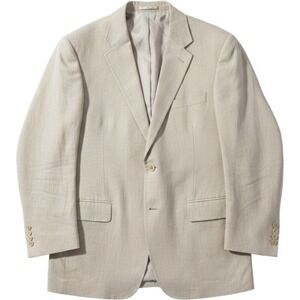CM Silver Edition Mens Beige Linen Blend Two Button Notch Lapel Sport Coat